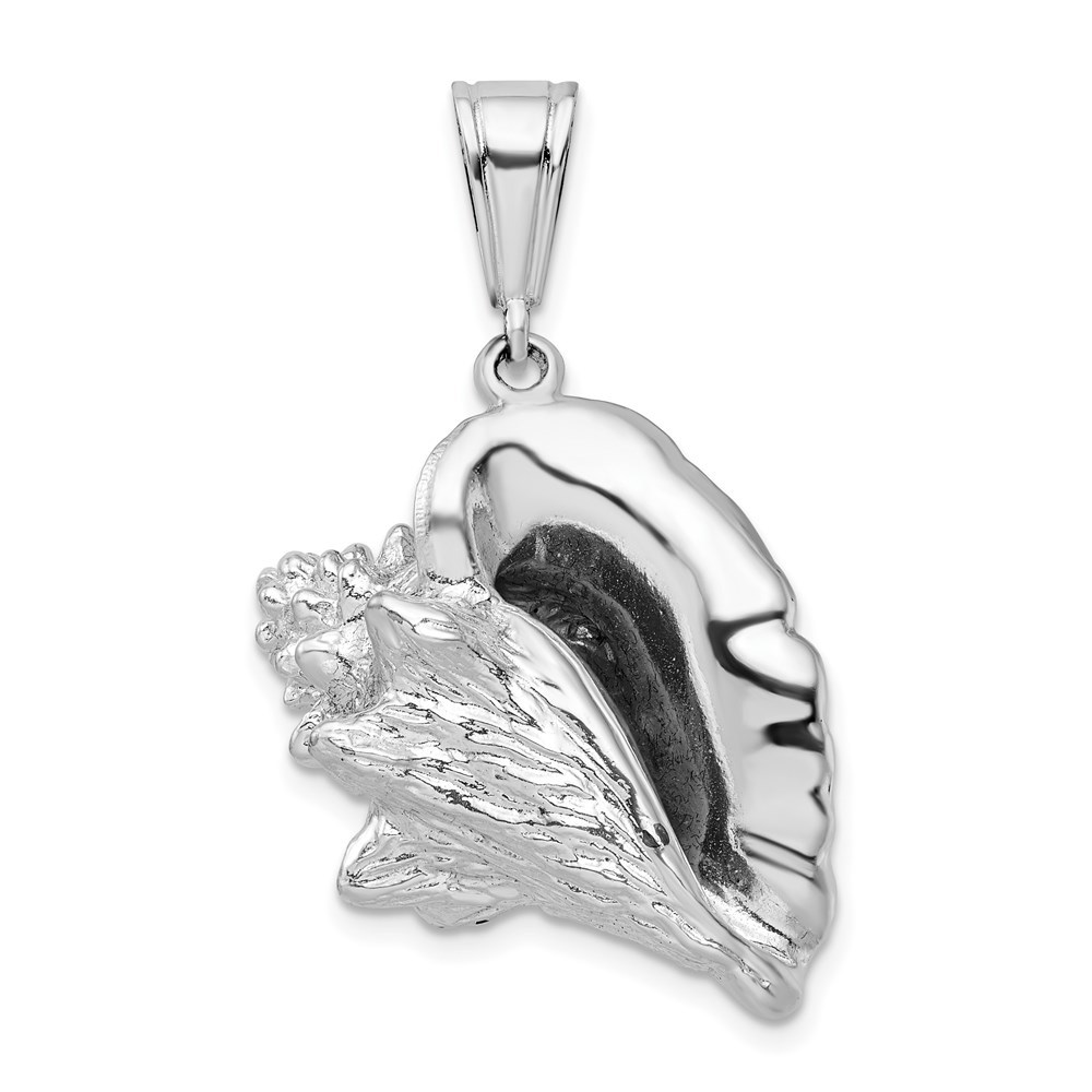 925 Sterling Silver  Polished 3D Conch Shell Necklace Charm Pendant